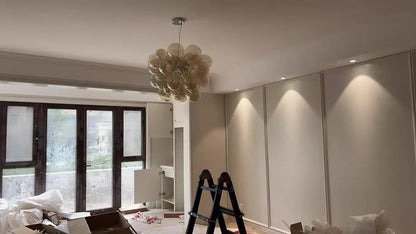 Nordic Balloon Bubble Lighting Boy Children's Bedroom Chandelier Living Room Model Restaurant Creative Ash Glass Pendant Lamp