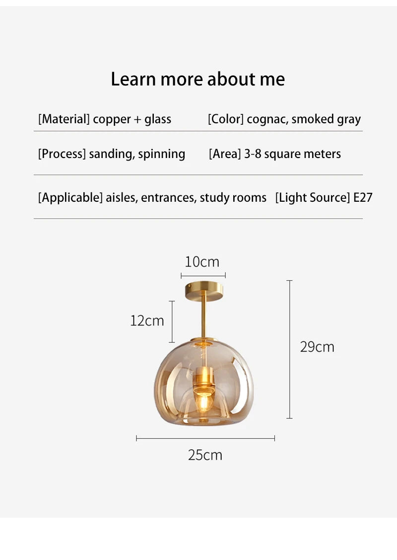 Modern LED Glass Ceiling Lights Home Indoor Chandeliers Ceiling Lamps Bedroom Aisle Corridor Lamp Lampara techo Lustre E27 Bulb