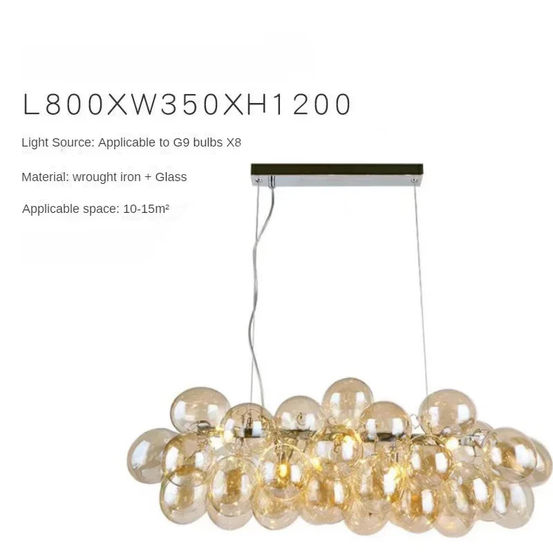 Nordic Balloon Bubble Lighting Boy Children's Bedroom Chandelier Living Room Model Restaurant Creative Ash Glass Pendant Lamp