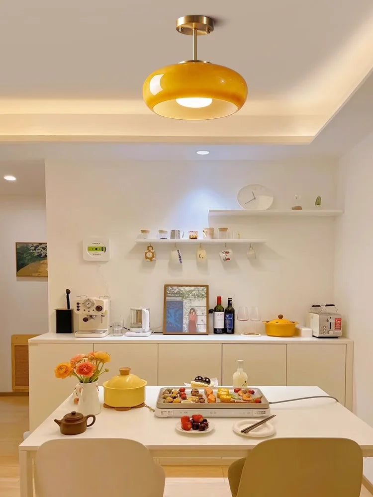 Orange Glass Ceiling Chandelier Vintage Living Room Bauhaus Chandelier For Bedroom Restaurant Decor French Dining Hanging Lamp