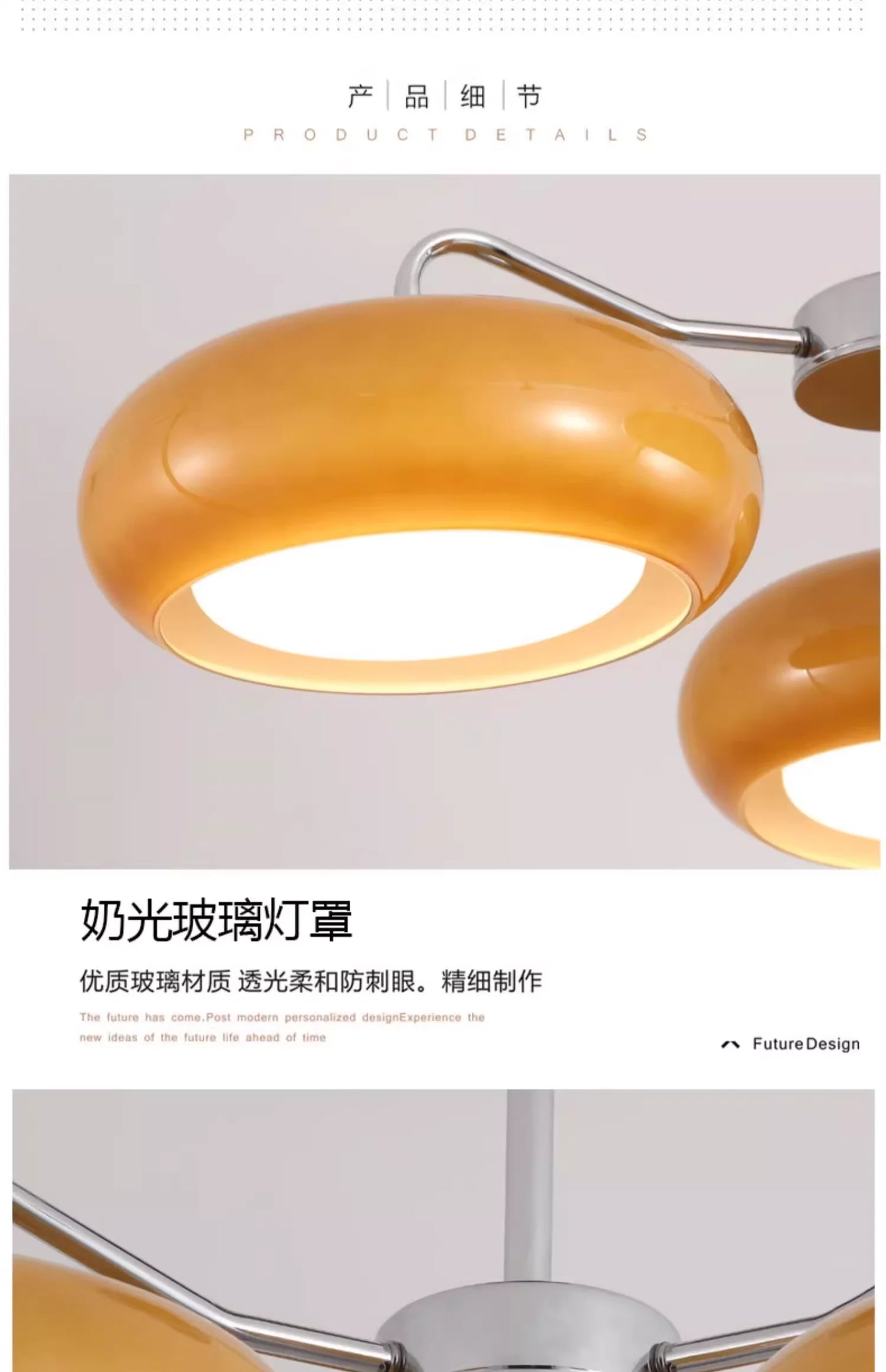 Orange Glass Ceiling Chandelier Vintage Living Room Bauhaus Chandelier For Bedroom Restaurant Decor French Dining Hanging Lamp