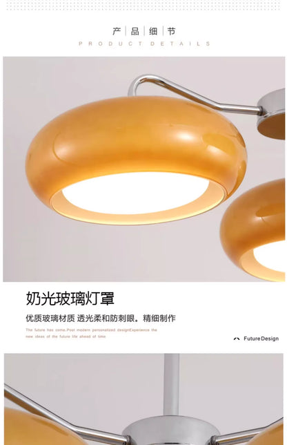 Orange Glass Ceiling Chandelier Vintage Living Room Bauhaus Chandelier For Bedroom Restaurant Decor French Dining Hanging Lamp