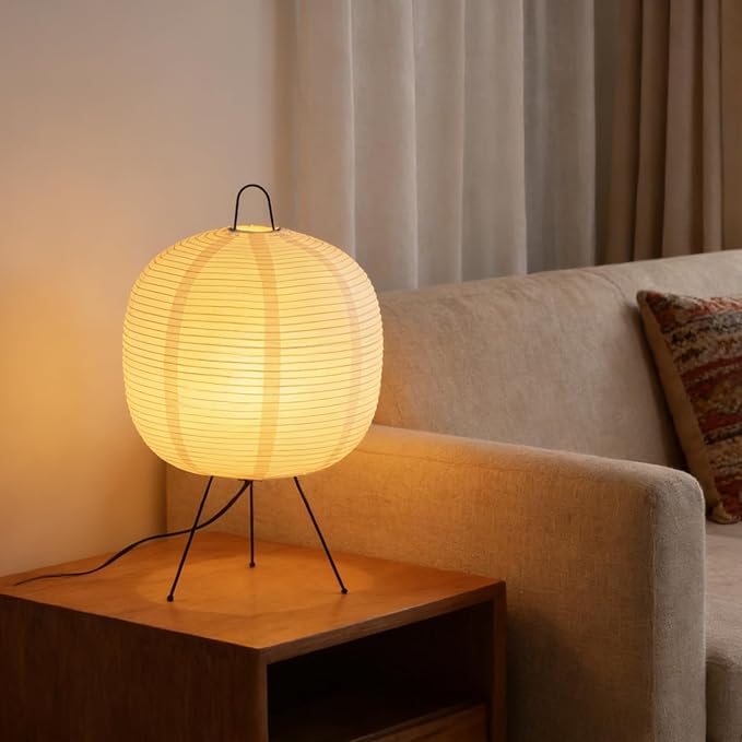 Japanese Design Paper Table Lamp Tripod Rice Paper Table Lamp Japanese Style Lantern Lamp Led Desk Lamp for Bedroom